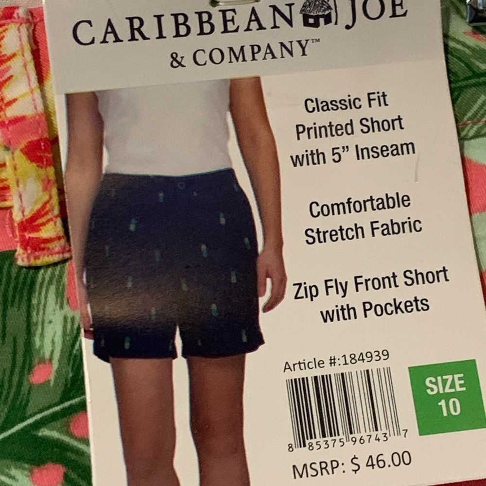 Caribbean Joe Women's Tropical Print Shorts - Coral and Green - Picture 4 of 11
